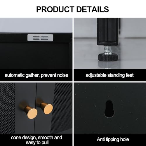 Metal-Accent-CabinetSideboard-Buffet-Cabinet-for-Living-RoomBed-RoomHomeHotelOfficeGarageSchoolKitchen3-Tier-Locker-Storage-Cabinet2-Removable-Shelves-Mesh-Door-Black Metal Accent CabinetSideboard Buffet Cabinet for Living RoomBed RoomHomeHotelOfficeGarageSchoolKitchen3 Tier Locker Storage Cabinet2 Removable Shelves Mesh Door Black