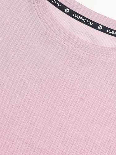 Image of TECHNOSPORT Women Relaxed Fit Cubic Melange Round Neck T-Shirt | Quick Dry Polyester Casual Tee with UPF 50+ UV Protection, Anti-Microbial & Double Cool Technology