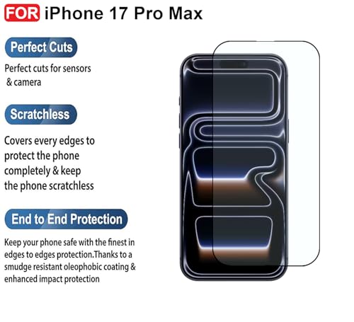 Image of CEDO Tempered Glass for iPhone 17 Pro Max (5G) | Screen Protector Full HD Quality Tempered Glass Anti-Scratch Edge to Edge Coverage with Easy Installation Kit (Black)