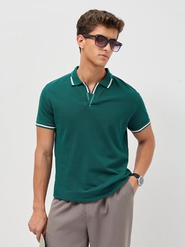 Image of Urbano Fashion Men's Solid Regular Fit Half Sleeve Cotton Polo T-Shirt