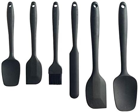 Silicone Spatula Set,Utensils for Cooking Baking Mixing & Nonstick Cookware, BPA Free,Dishwasher Safe. (Black)