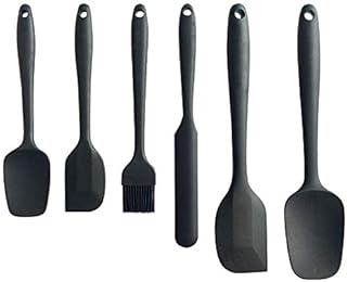 Silicone Spatula Set,Utensils for Cooking Baking Mixing & Nonstick Cookware, BPA Free,Dishwasher Safe. (Black)
