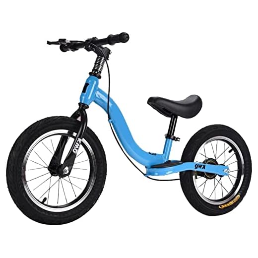 16 tums no-pedalbalanscykel for barn, 12 år gamla ner flickor killar träning cykel med fotstöd och bromsar, stålram (Color : Blue)