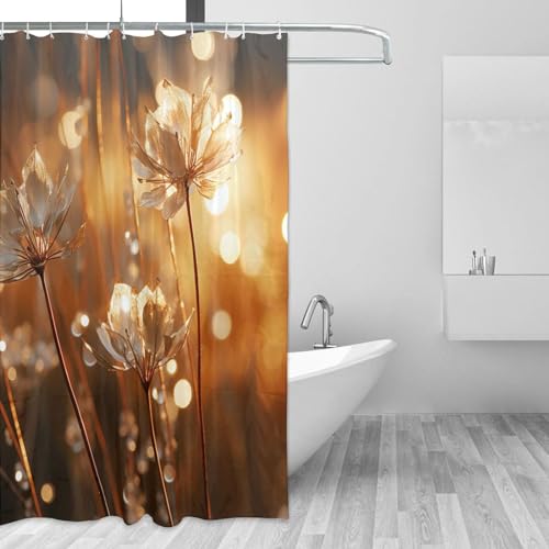 Rideau de douche 183 x 183 anti-éclaboussures en microfibre lavable marron - 3