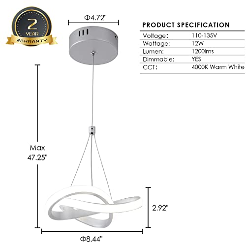 Viruhaka Dimmable Led Modern Pendant Light, Stylish Simple Irregular Ring Pendant Light Fixture, Adjustable Height Dining Room Pendant Light For Living Room, Kitchen Island, Bedroom, 4000K… #TOP4