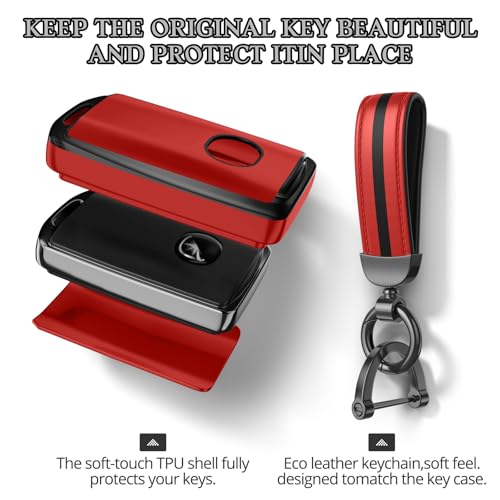 Image of For Mazda Key Fob Cover Accessories, Matte TPU Material, With a Cute Leather Keychain, for 2019-2025 Mazda 3,2020-2026 CX-5, CX-30, CX-9,CX-50
