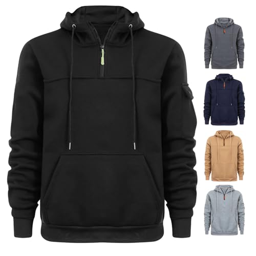 Wankang Tactical Hoodies for Men Quarter Zip Hoodies Pullover Weighted Comfort Hooded Sweatshirt Military Hoodie with Pocket2