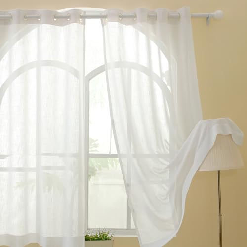 Image of Story@Home Window Curtains 5 Feet Long Set of 2 | Sheer Curtain | Transparent Curtain | Curtains for Living Room | (118 X 152 Cm, White) | Elegant Airy Net Drapes for Home Decor