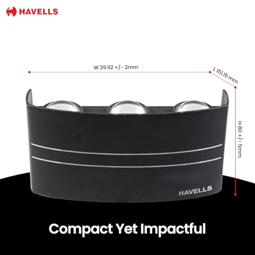 Image of Havells Brillante Outdoor Wall Washer 7W 6-Way Decorative Outdoor Light | IP65 Dust-Proof & Waterproof Outdoor Light | Colour : Warm White | Elegant 2H Wall Washer for Outdoor Spaces