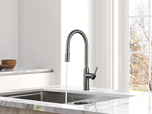 Aguastella As81Gs Grey Stainless Kitchen Sink Faucet With Pull Down Sprayer Single Handle High Arc #TOP3