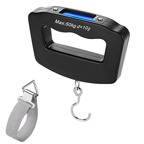 Bilancia Digitale Da Viaggio Per Bagagli, Portatile Con Gancio, Max 50 Kg (110 Libbre), Precisione 10g, Display LCD, Batteria Inclusa