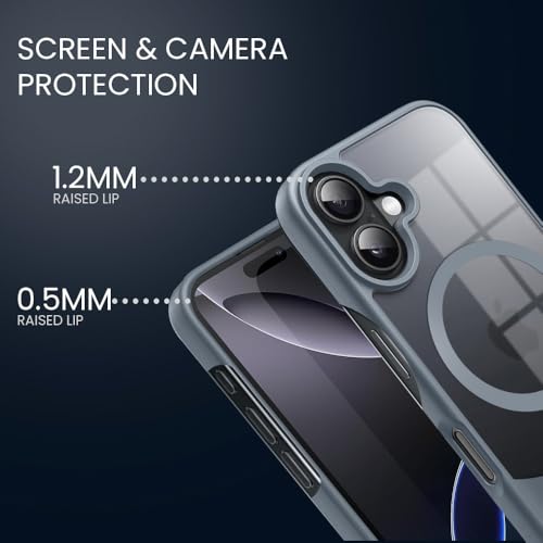 Image of KARWAN️Ultra-Hybrid Shockproof Back Cover with Mag-Safe Case foriPhone 16 | Camera Protection Bump |Shockproof Back Cover Case for iPhone 16 (PC & TPU, Smoked Matte Sides) Grey