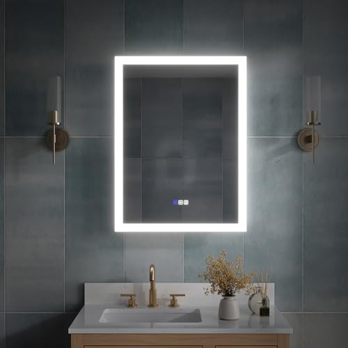 Armario LED para medicamentos WELLFOR de 24 x 32 pulgadas con luces, espejo de maquillaje con aumento 3X, armario de vanidad para baño con almacenamiento, antivaho, montaje en superficie o empotrado, puerta que se abre hacia la derecha miniatura 3