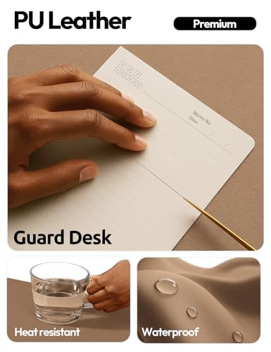 Image of YSAGi Leather Desk Pad Protector, Office Desk Mat, Large Mouse Pad, Non-Slip PU Leather Desk Blotter, Laptop Desk Pad, Waterproof Desk Writing Pad for Office and Home (47.2 inch x 23.6 inch, Khaki)