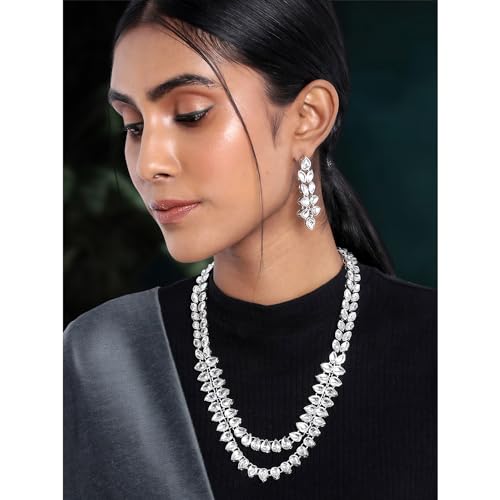 Image of Peora Kundan Faux Pearl Necklace & Jewellery Set Gift for Women