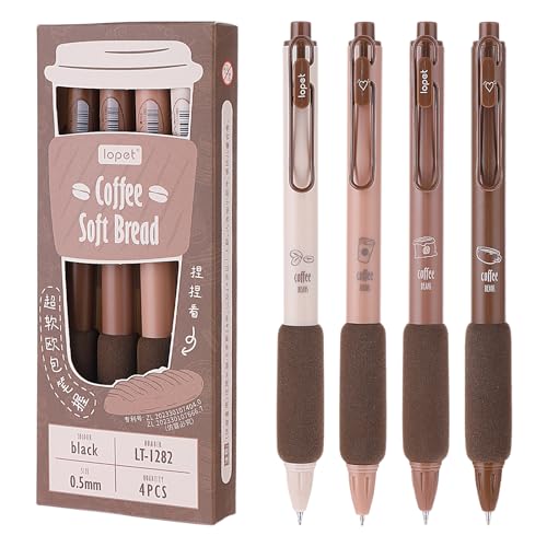 Mabor 4pcs Retractable Black Ink Pen,Brown Neutral Pen Set,Quick Dry Ink Pens,Comfortable Writing Pens(0.5mm)