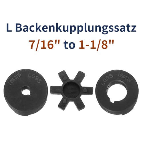 QUARKZMAN 7/16 bis 1-1/8 L095 Flexibles 3-teiliges L-Jaw Kupplung Kupplungsset & Buna-N NBR Gummispider für Holzspalter Hybridgeräte