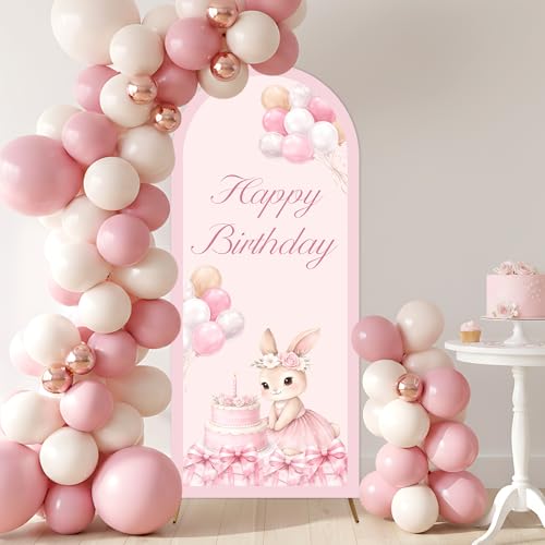 Fondo decorativo rosa con tema de conejo para fiesta miniatura 2