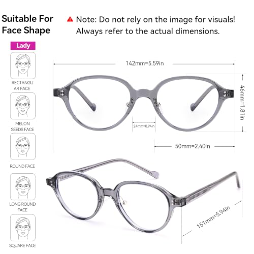 Image of Dollger Blue Light Blocking Glasses For Woman Men TR90 Retro Round Computer BlueLight Glasses Clear Lens Non-Prescription Transparent Grey