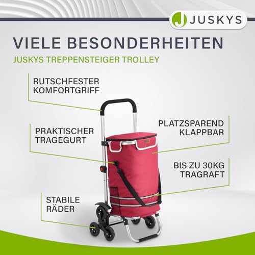 Juskys 3in1 Einkaufstrolley für Treppen - 56 L, modern & klappbar - Treppensteiger Trolley zum Shopping - Sackkarre & Tasche - Trolli Rot – Bild 7