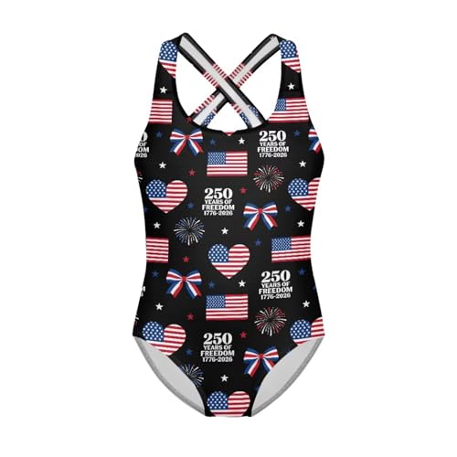 Image of One Piece Swimsuit for Girls Kids Quick Dry Bathing Suit with Crossback Strap Summer Beach Swimwear Size 5T-14