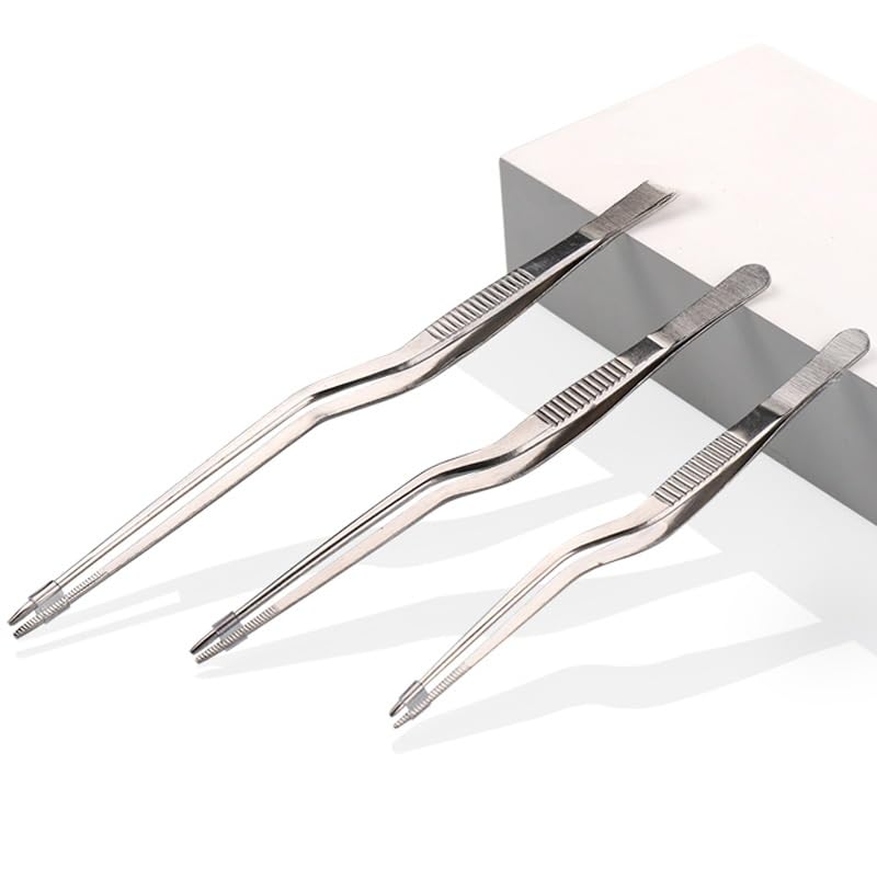 Curved Serrated Stainless Steel Tweezers for Tissue Culture and Hydroponics - Laboratory Precision Tools(20cm)