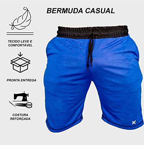 Kit3 Bermuda Masculina Shorts Moletom Academia Casual Atacado (Preto, Verde, Azul, P)