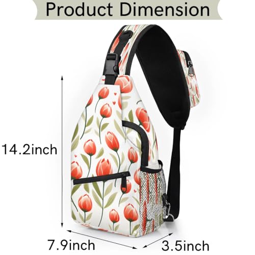 Sling bag unisex con diseño floral rojo miniatura 2