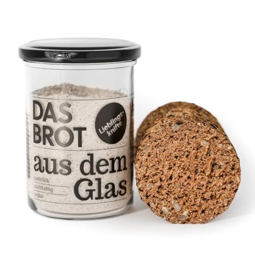 brotstoff - Lieblingsknifte - DAS BROT AUS DEM GLAS Brotbackmischung und Backform ideal als Einzugsgeschenk als Geburtstagsgeschenk oder als Gastgeschenk 1 Glas wiederverwendbar als Backform
