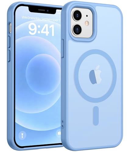 Image of FNTCASE for iPhone 13 Mini Case: for iPhone 12 Mini Case [Compatible with Magsafe] Translucent Matte Magnetic Phone Cover - Military Grade Drop Protection Shockproof Protective Cases - Light Blue