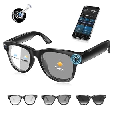 AI Smart Glasses with 4K Camera & Audio | Bluetooth Video Recording Sunglasses with ChatGPT Translation, Voice Control, EIS Stabilization, Object Recognition, Smart Glasses for Men & Women (Black-Q6)