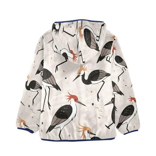 Birds Pattern with Orange Accents Toddler Fleece Jacket Girl Boys Hooded Fleece Jacket Coat Warm Outwear Zip-up 3-10T2