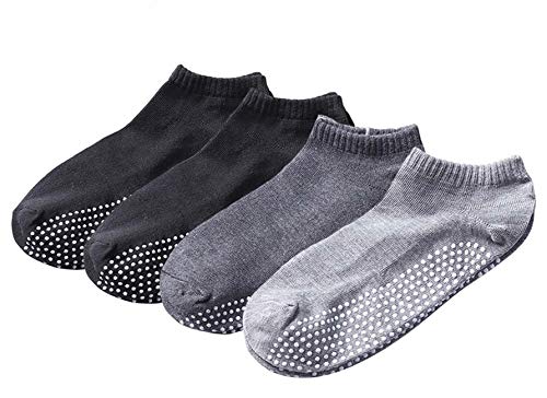 Win.Deeper Yoga Socks for men, Anti-Skid Pilates, Barre, Fitness Hospital Slipper Socks, 4 Pair(Style 1)