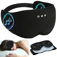 LOVE EYE Bluetooth Sleep Mask, 3D Organic Bamboo Cotton Eye Mask, Breathable Eye Mask Tech Gifts for Men Women Teens (Black)