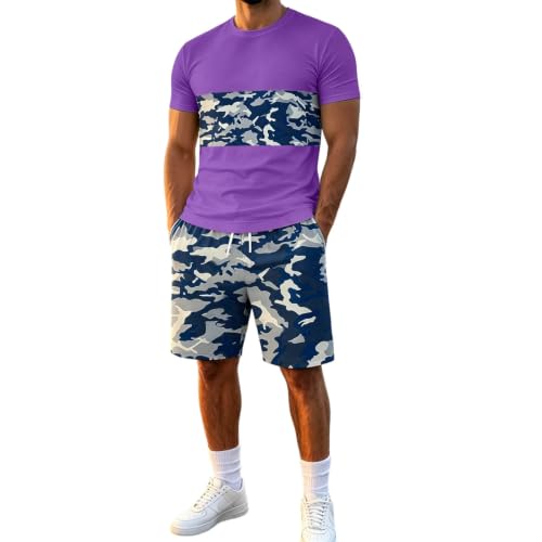 Ensemble short homme imprimé camouflage léger et respirant pour l'été