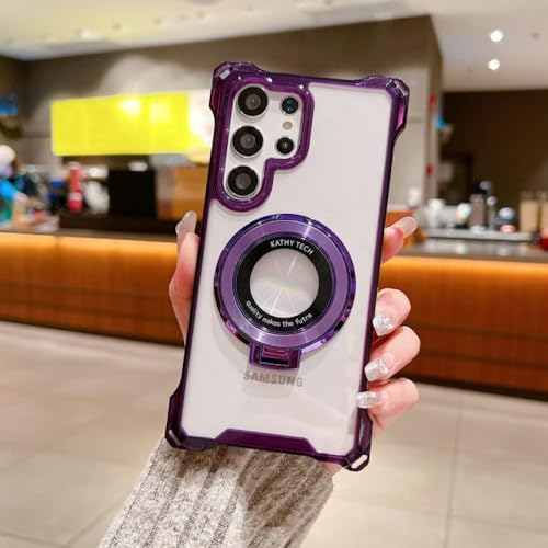 Samsung S23 étui rigide transparent magnétique avec béquille antichoc