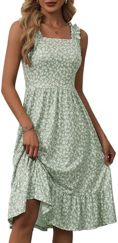 ZABERRY Womens Summer Midi Dress 2026 Elastic Straps Square Neck ...