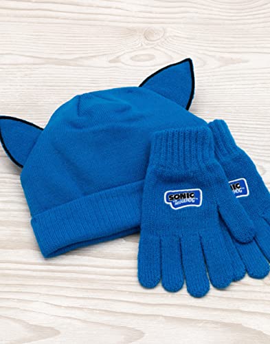 Sonic The Hedgehog Hat And Gloves Kids Blue 3D Ears Knitted Beanie 6