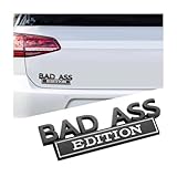 KHGUZ Bad Ass Edition Car Emblem, 3D Metal Vehicle Badge Sticker, Self-Adhesive Cute Auto Decal Replacement Accessories for Tailgate Front Grille Hood Trunk, Universal for Most Cars (Black/White)