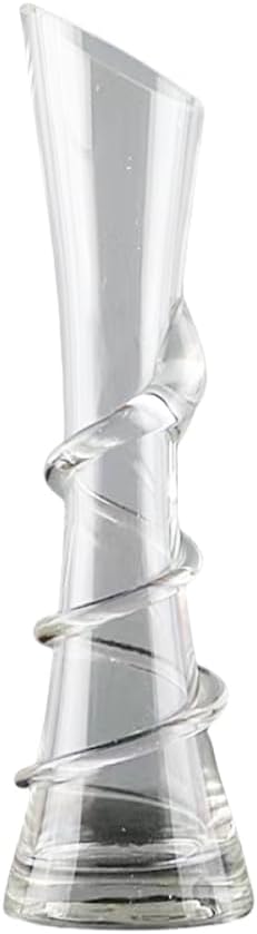9.7 Inch Spiral Glass Vase with Angled Neck Handblown Minimalist Bud Vase for Modern Home Table Decor