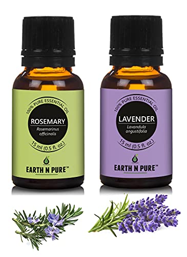 Image of Earth N Pure Lavender & Rosemary Essential Oils | Pack of 2 (15 ml each) | 100% Pure, Undiluted, Natural and Therapeutic Grade - Perfect for Aromatherapy, Skin Therapy & More