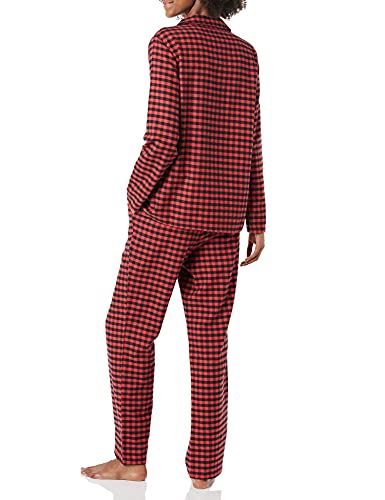 Image of Amazon Essentials Women's Flannel Long-Sleeve Button Front Shirt and Pant Pajama Set