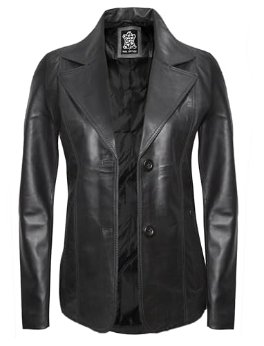 2 Buttons Womens Leather Blazer Real Lambskin Leather Coat - Casual Business Style Leather Blazer Coat for Women2