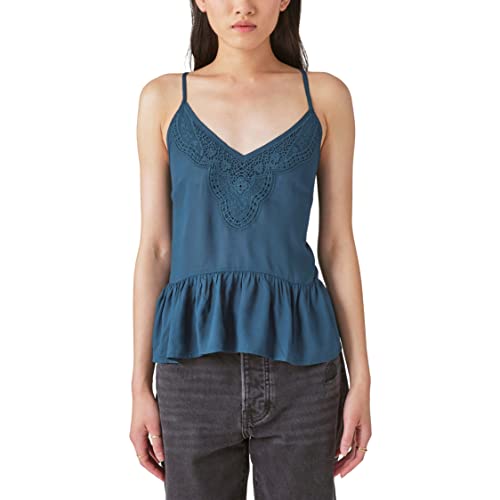Lucky Brand Women's Embroidered Cami, Reflecting Pond, Large #TOP7
