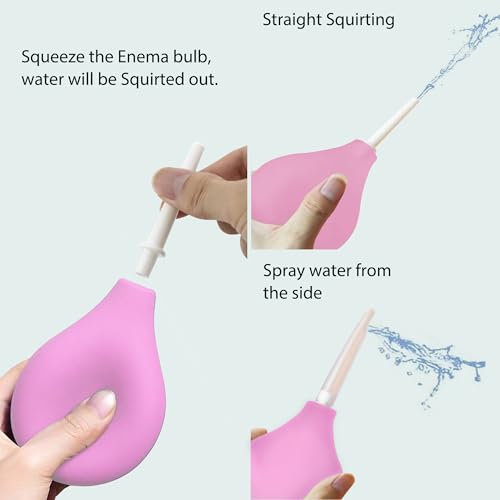 Image of TopQuaFocus 8oz Enema Bulb Kit Anal and Vaginal Douche Bulb for Men Flushing System Enemas Silicone Bulb 4 Replaceable Tips (Pink, 224ml)