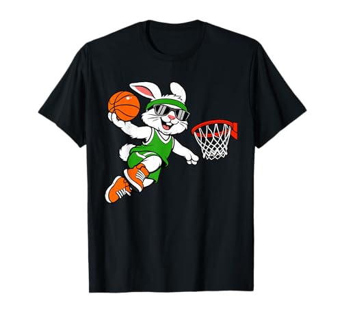 Bunny Playing Basketball Happy Easter Sports Men Boys Kids T-Shirt