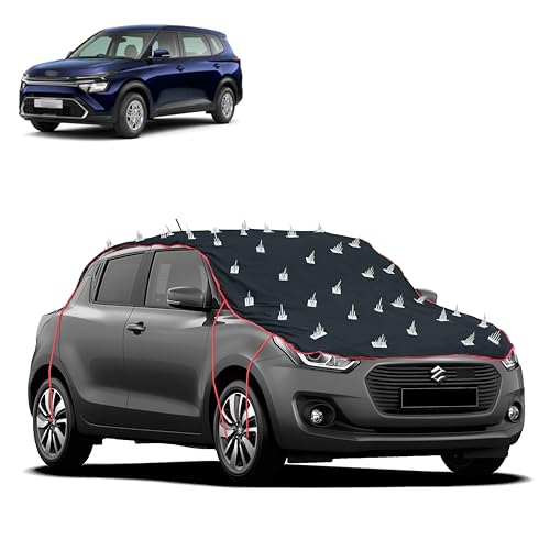 Image of Dog Protection Spike Car Cover for Kia Carens Bonnet to Roof Easy Installation with 4 Elastic Hook Strap | Anti-Scratch Soft Cotton Inner | Complete Protection from Street Dogs & Monkeys