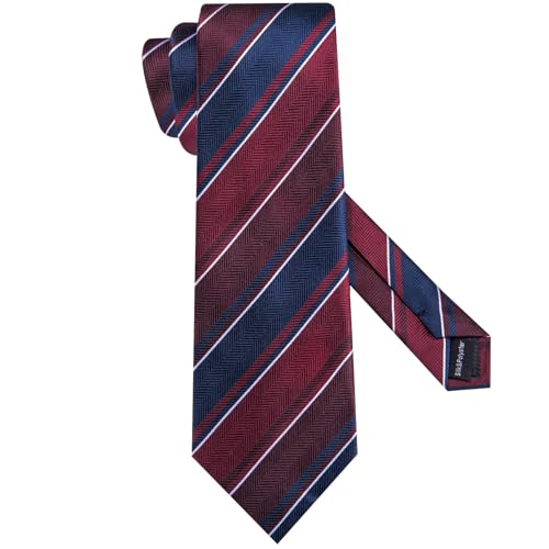 Image of Hi-Tie 70 inches Ties for Men Silk Extra Long Necktie and Pocket Square Cufflinks Set Men Big and Tall Tie Business