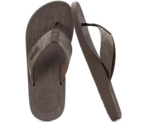 Image of KuaiLu Mens Flip Flops Arch Support Comfortable Summer Beach Thong Sandals Yoga Foam Cushion Slip on Slippers
