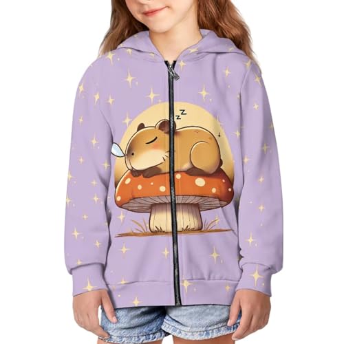 Sweat à capuche zippé filles veste manches longues zippée et douce